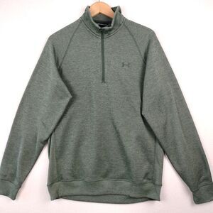 Under Armour Cold Gear 1/4 Zip Jacket Mens Size Large Green Loose Fit Sweater